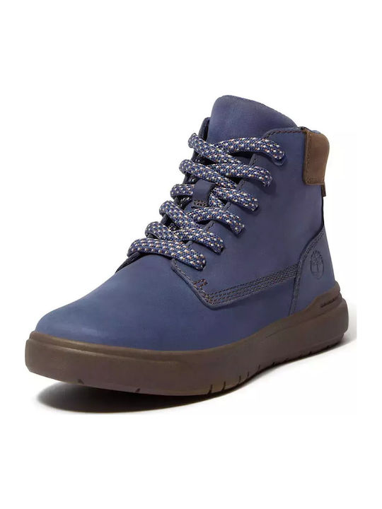 Seneca Bay Mid Anatomical Leather Kids Boots with Laces Blue