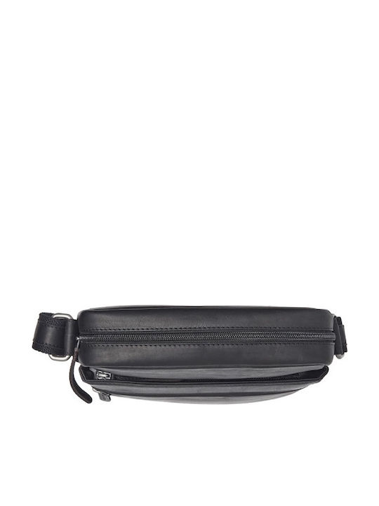 Geantă De Umăr / Tip Crossbody Bărbătească Din Piele Neagră