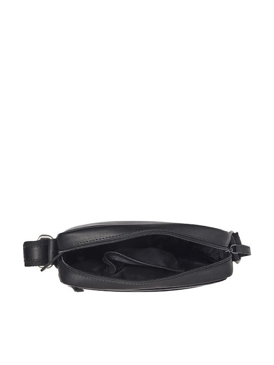Geantă De Umăr / Tip Crossbody Bărbătească Din Piele Neagră