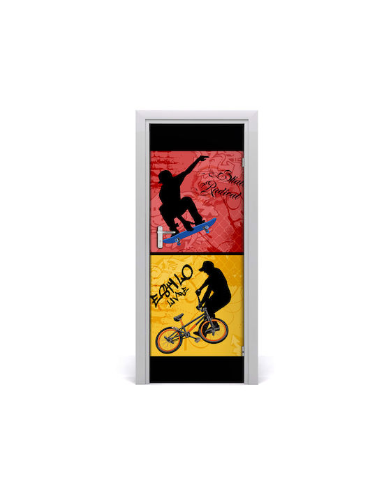 Bike Skateboard Self-adhesive Wall Mural Doors 75x205 Cm Bike Skateboard Self-adhesive Wall Mural Doors 75x205 Cm