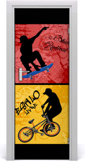 Bike Skateboard Self-Adhesive Wall Mural Door 75x205 Cm