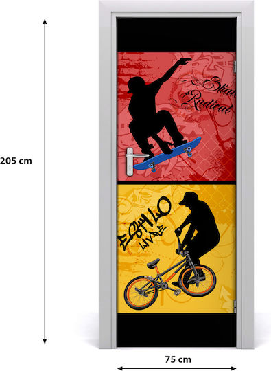 Bike Skateboard Самозалепващa Стенна Мурала Врати 75x205 См
