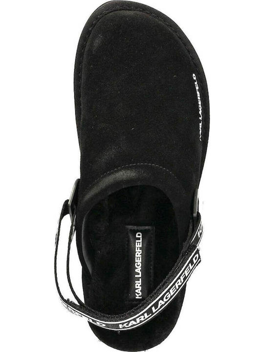 Suede Mules with Low Heel in Black Color