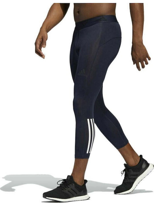 adidas Techfit 3/4 3-Stripes Ανδρικό Αθλητικό Κολάν Compression Capri Μπλε