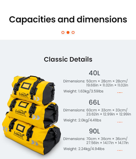 Loboo Waterproof Motorcycle Tail Bag 40lt Yellow