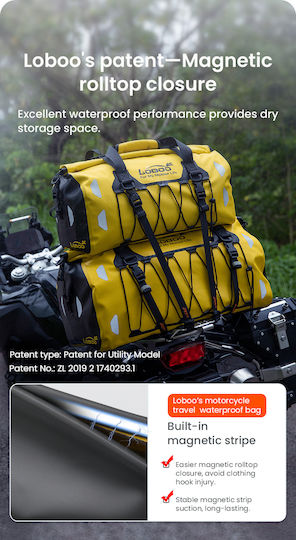 Loboo Waterproof Motorcycle Tail Bag 80lt Black