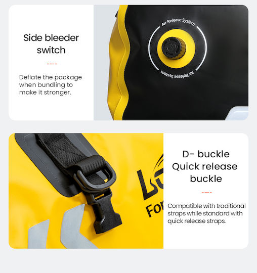 Loboo Waterproof Motorcycle Tail Bag 90lt Yellow