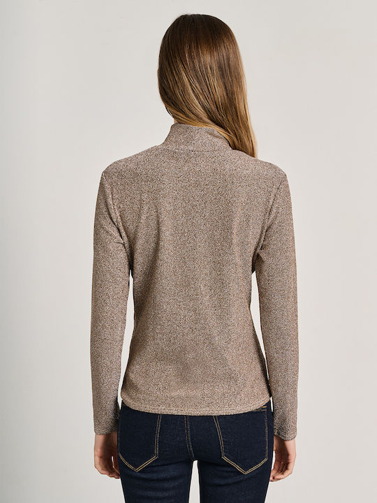 Damen Bluse Langärmelig Braun