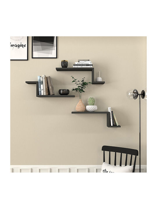 Lowa Wall Shelves Anthracite (3 Pieces) 57.7x14.5x18cm