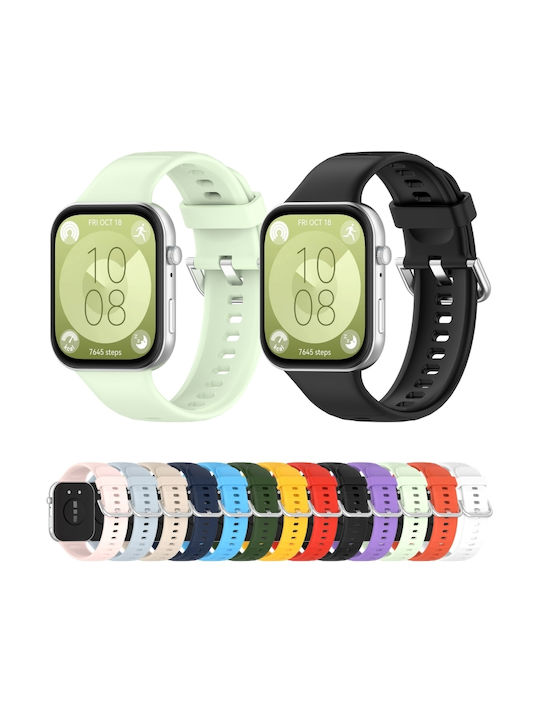 Huawei Watch Fit4 Fit4 Pro Fit3 Silver Buckle Sport Silicone Strap Army Green