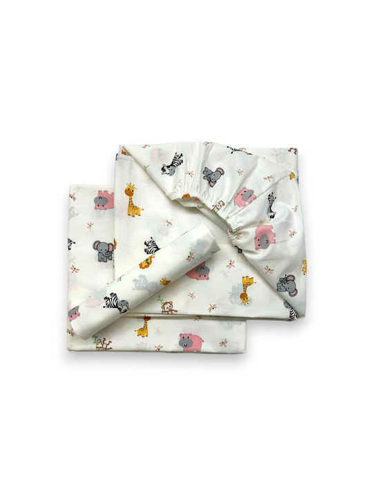 Bunny Bebe Seturi de cearșafuri pentru bebeluși Pentru Cradle Bumbac cu Cauciuc Multicolore 80x110buc 3buc