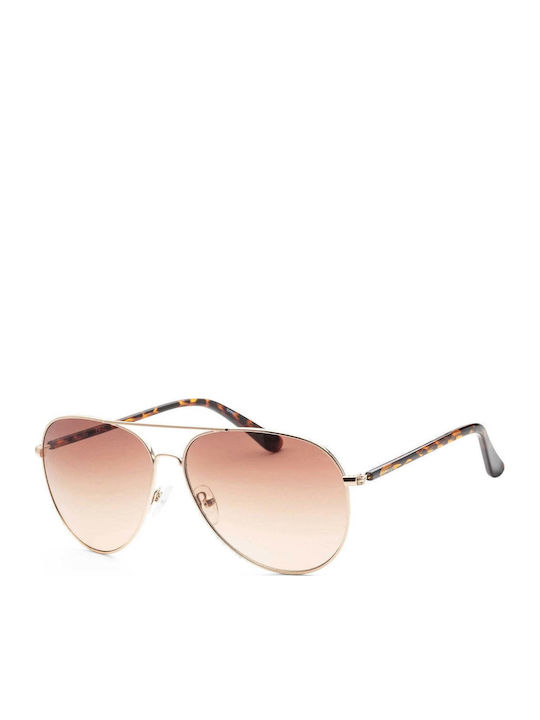 Calvin Klein Unisex Sunglasses with Gold Metal Frame and Brown Gradient Lens CK19314S-717