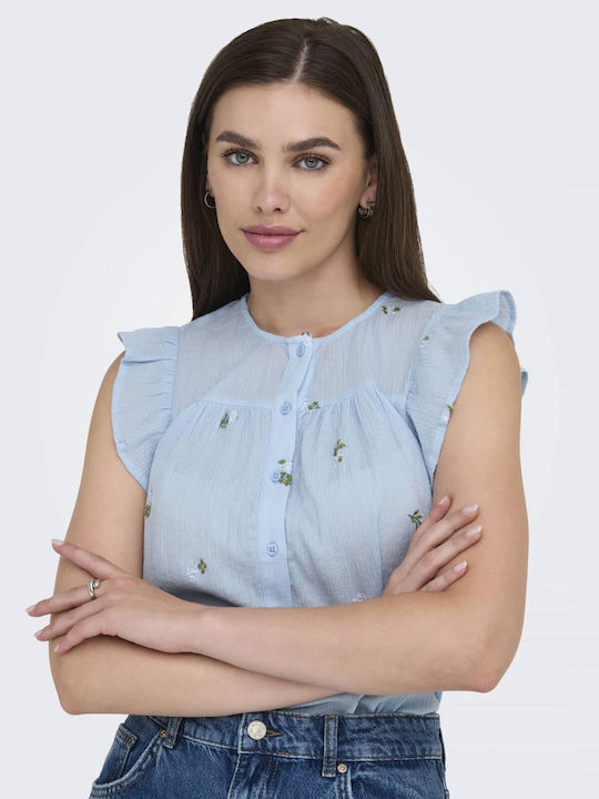 Без ръкави Женска Риза Sky Blue
