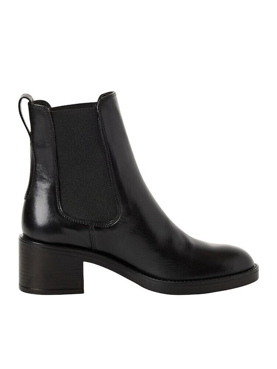 Leder Stiefeletten Damen Schwarz