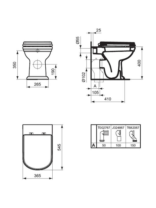 Ideal Standard Λεκάνη Δαπέδου με Κάλυμμα Soft Close Λευκή Ideal Standard Λεκάνη Δαπέδου με Κάλυμμα Soft Close Λευκή