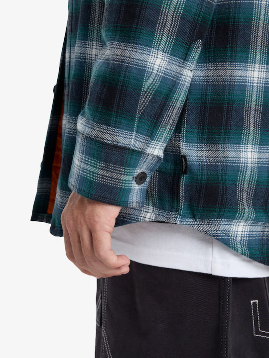 Mercury Long-sleeved Flannel Shirt in Wide Line Checked Blue