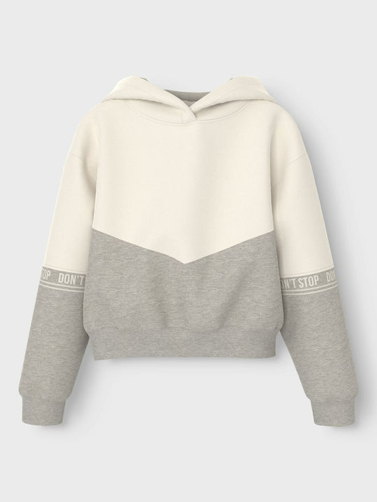 Kids Sweatshirt with Hood and Pockets White Gray