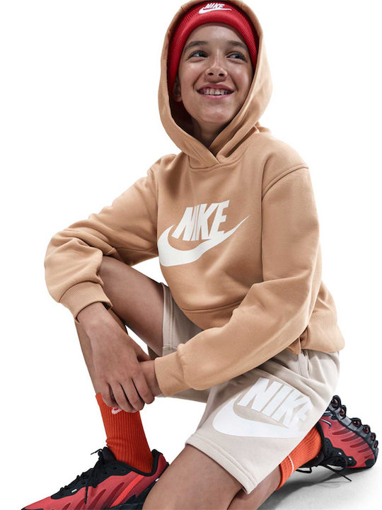 Kids Sweatshirt with Hood and Pockets Beige Sportswear Club