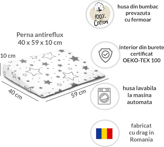 Kidizi Pernă pentru bebeluși pentru întoarcerea pe spate Galaxy Grey 59x40buc
