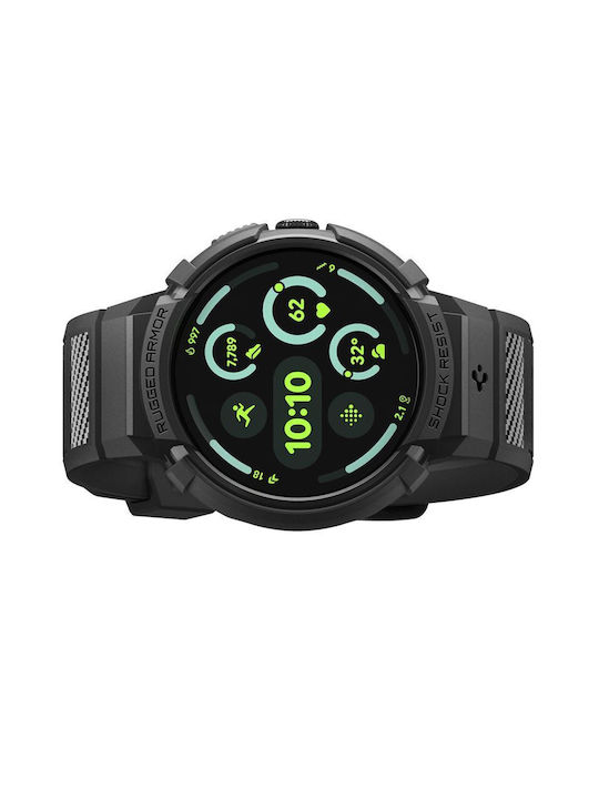 Spigen Rugged Armor Θήκη Σιλικόνης σε Μαύρο χρώμα για Google Pixel Watch 4 41mm