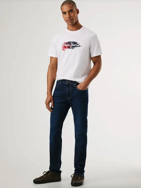 Stanley Ανδρικό Παντελόνι Τζιν Ελαστικό με Slim Tapered Εφαρμογή Μπλε