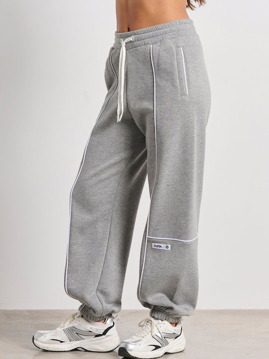 High Waist Sweatpants Jogger Fleece Grey Melange