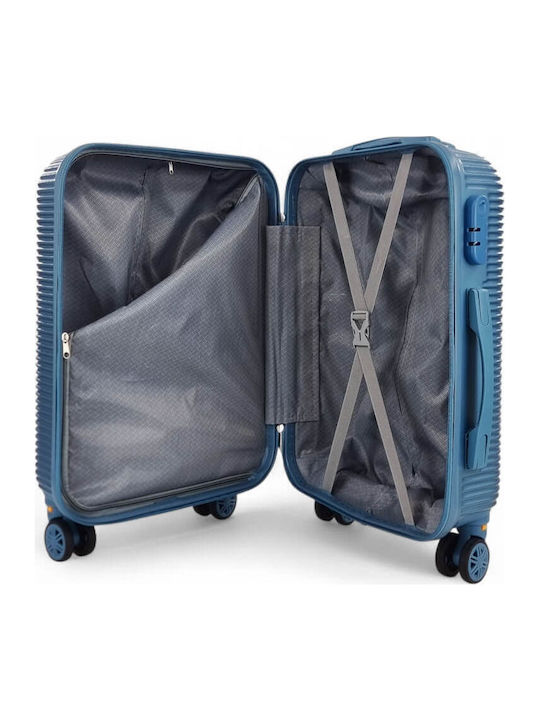 Cabin Hard Light Blue Travel Suitcase with 4 Wheels Height 55cm