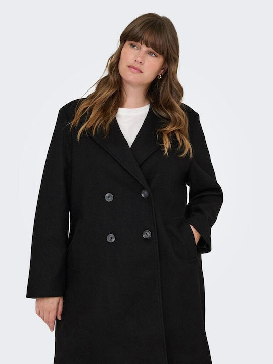 Damen Black Mantel mit Knöpfen