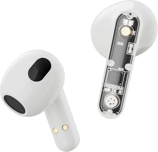 Streetz T150 Earbud / In-ear Bluetooth Handsfree Ακουστικά με Θήκη Φόρτισης Διάφανο