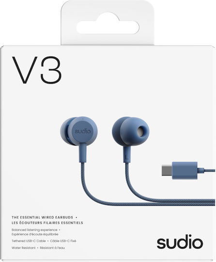 Sudio V3 In-ear Handsfree Ακουστικά με Βύσμα USB-C Μπλε