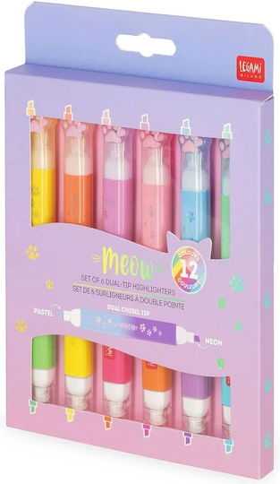 Legami Milano Zeichenmarker Pastel & Neon Meow 6Stück