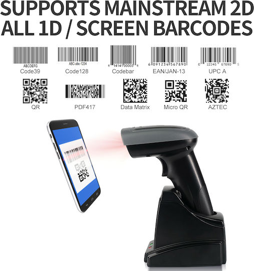 Gtcodestar Scanner Χειρός Ενσύρματο με Δυνατότητα Ανάγνωσης 2D και QR Barcodes