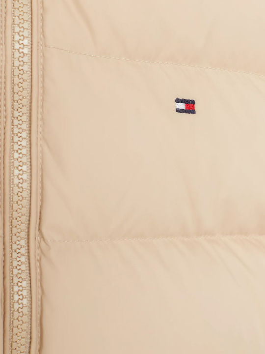 Kids' Quilted Jacket with Hood Beige ESSENTIAL DOWN