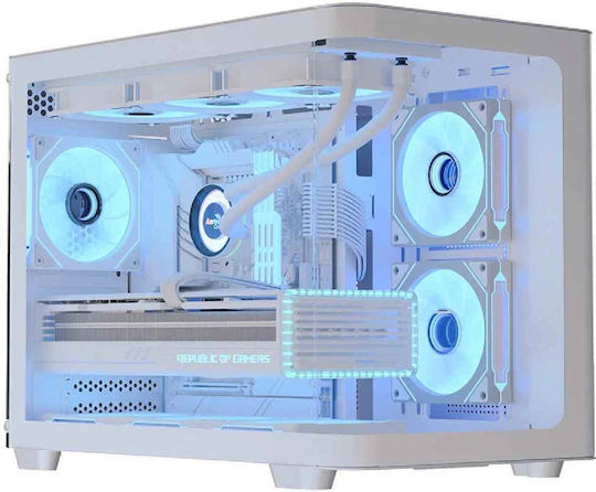 Aerocool P300C Gaming Mini-Turm Computergehäuse mit Seitenfenster und ARGB-Beleuchtung Weiß