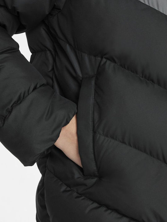 Kids' Sports Jacket with Hood Black Puffer