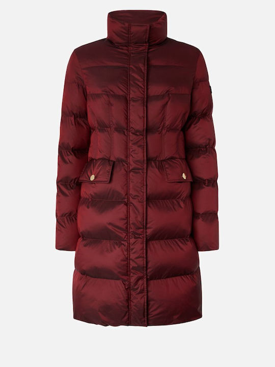 Usoa Lang Damen Puffer Jacke für Winter Merlot