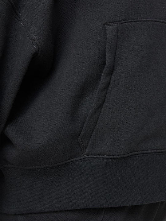Fleece Kids Sweatshirt Cardigan With Hood And Pockets Black Sportswear