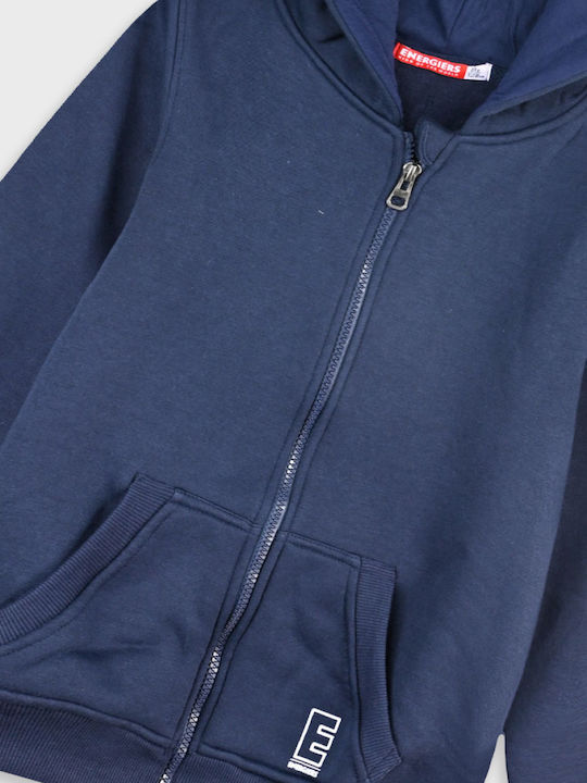Kids Sweatshirt Cardigan With Hood And Pockets Navy Blue
