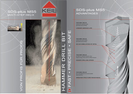 Keil Bohrer Hartmetall mit SDS Plus Schaft für Glas/Fliesen 12mm
