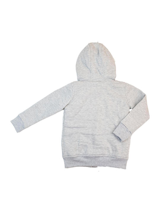 Kids Sweatshirt Cardigan Cotton with Hood Gray Good Vibes