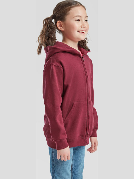 Kids Sweatshirt Cardigan With Hood And Pockets Burgundy