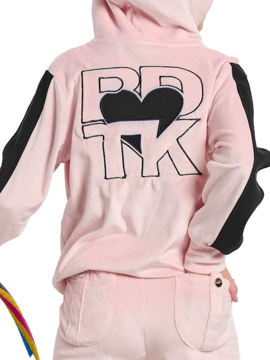 Kids Sweatshirt Cardigan with Hood and Pockets Pink Row Minime