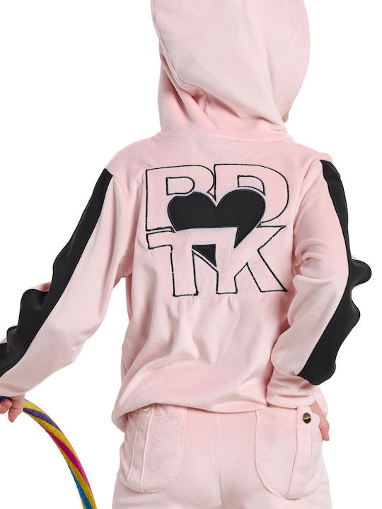 Kids Sweatshirt Cardigan with Hood and Pockets Pink Row Minime