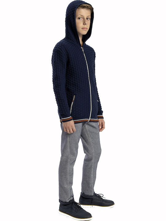 Kids Cardigan Knitted with Hood Blue Knitted Jacket