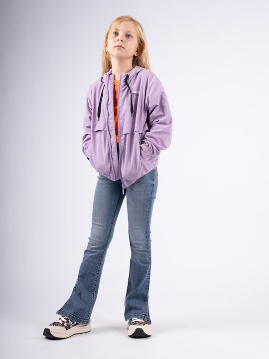 Kids' Casual Jacket Short Windproof Purple