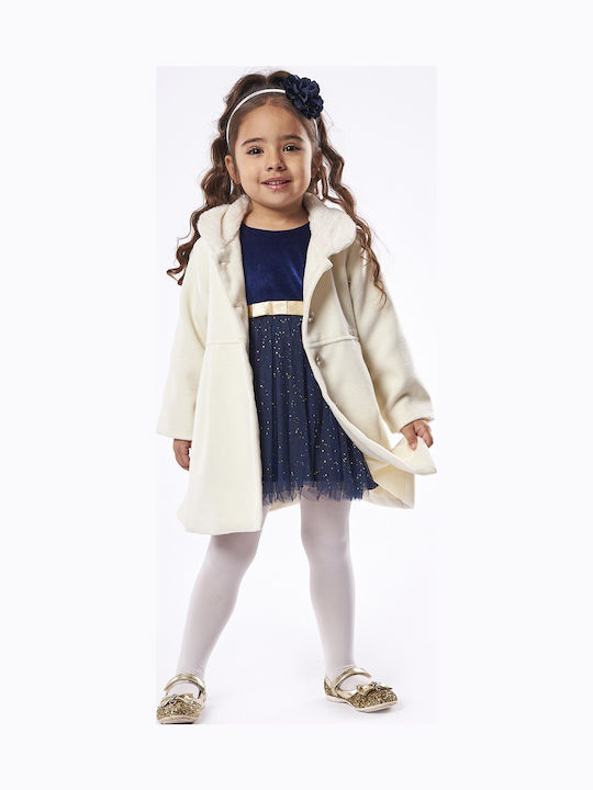 Παιδικό Παλτό Κοντό με Κουκούλα Εκρού