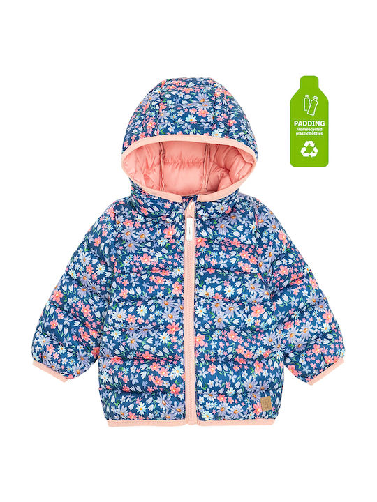 Kids Quilted Short Coat with Hood Navy Blue