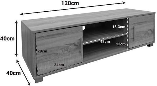 TV Stand Oak-Anthracite L120xD40xH40cm