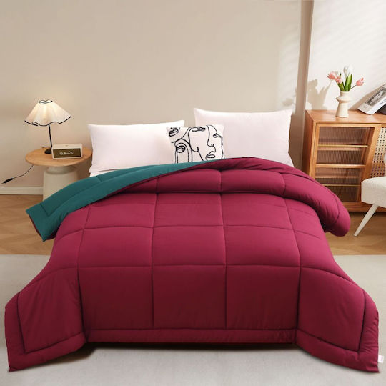 Homeone Единичен 160x220бр Μπορντό - Πρασινο Homeone Единичен 160x220бр Μπορντό - Πρασινο