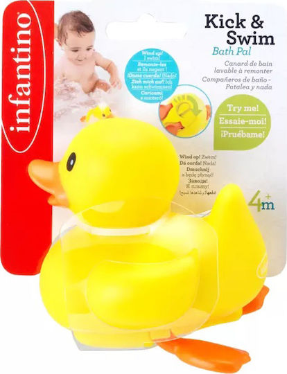 Infantino Kick & Swim Bath Pal Duck Rățușcă de baie pentru 4++ luni